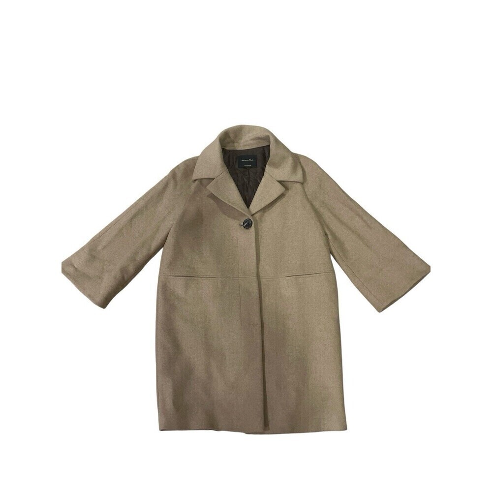 MASSIMO DUTTI Made In Romania wool blend coat camel Size Medium Wide Arm